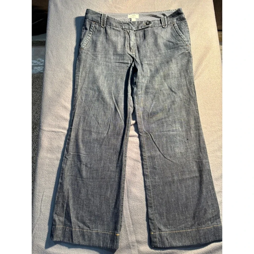 Ann Taylor Loft Trouser Style Jeans Pants Women's 8P Blue Wide Leg Mid Rise
